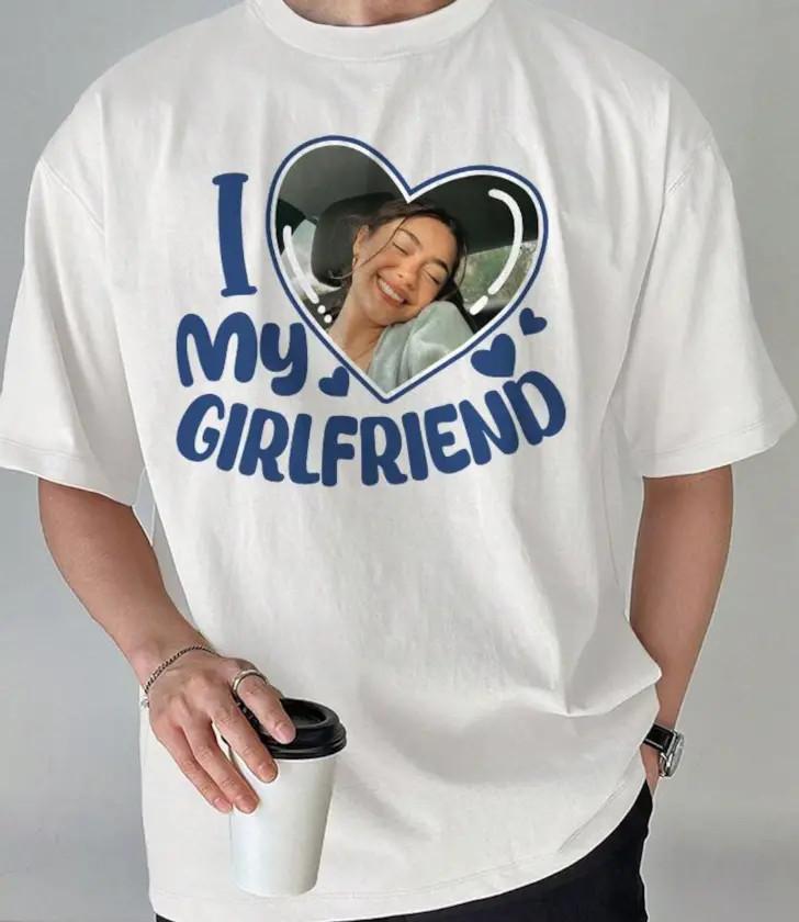 I Love My Girlfriend Shirt Custom, I Heart My GF Shirt With Pictures S