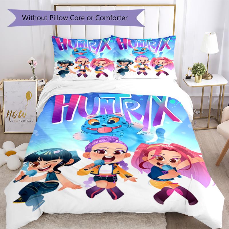 3pcs Kpop Hunter1 pattern bedding set duvet cover set includes duvet cover &pillowcases, perfect all season bedroom decoration & gift