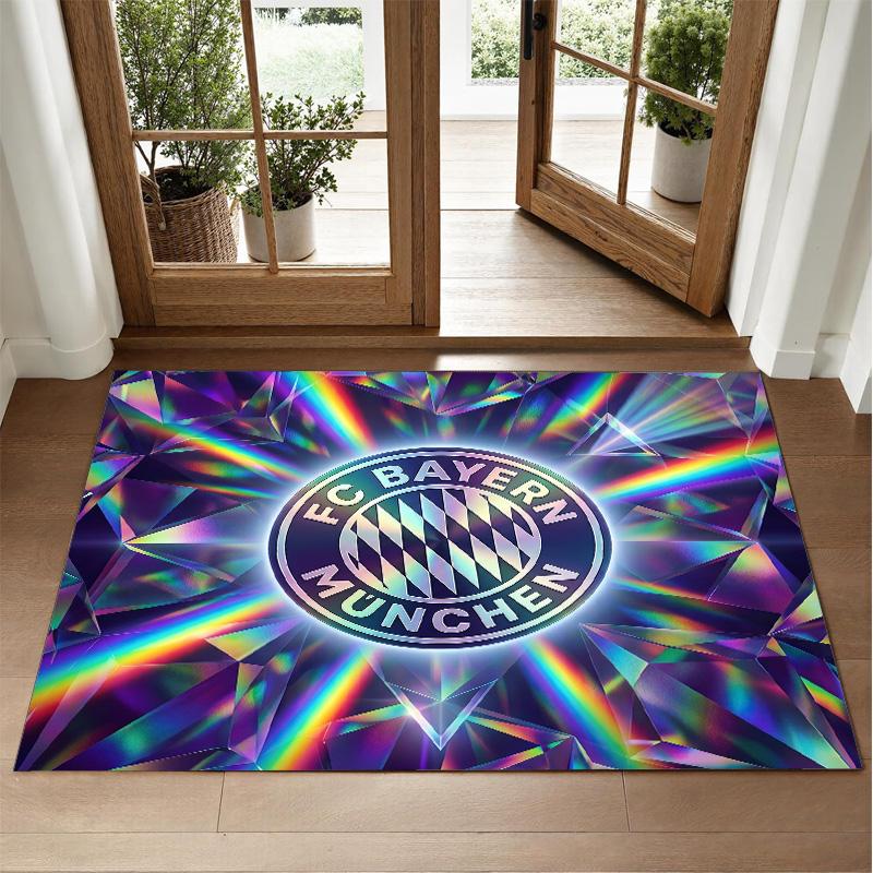 Bayern Munich Design Crystal Velvet Rug Soft Decorative Mat for Bedroom Entrance