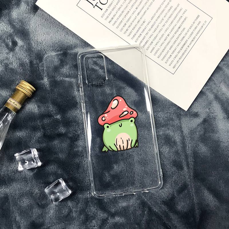 Grzyb żaba kreskówka słodki Etui na telefon Przezroczyste miękkie Dla iphone 12 11 13 7 8 6 s plus x xs xr pro max mini