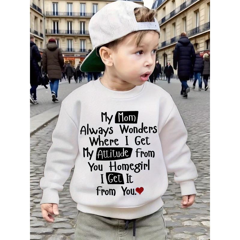 European sizes Easy Individual Letter Sweatshirt Daily Round Neck Pullover Shirt 3-8 Years Old Holiday Casual Back-To-School Season Gift 110