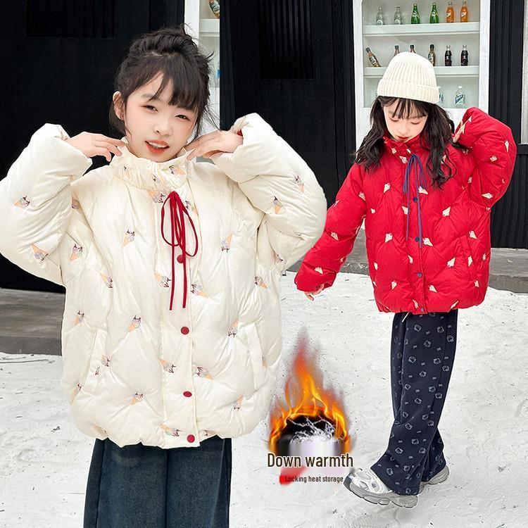 Girls' 2025 Korean-Style Thick Down Jacket - Stylish Autumn/Winter Outerwear