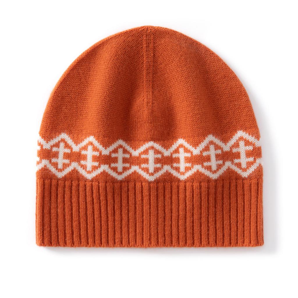 Cashmere Hat Women's Fair Island Knitted Wool Hat Autumn and Winter Ear Protection Cold Hat Premium Sense