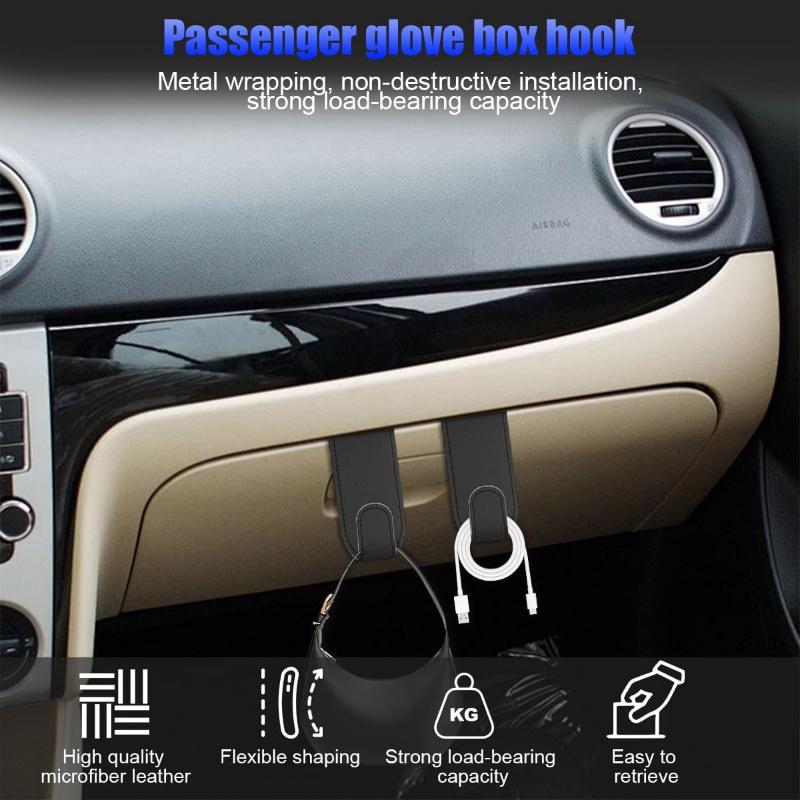 Universal Car Glove Box Organizer with Hooks -  Synthetic Faux Fur, Non-Destructive Installation, Strong Load-Bearing Capacity