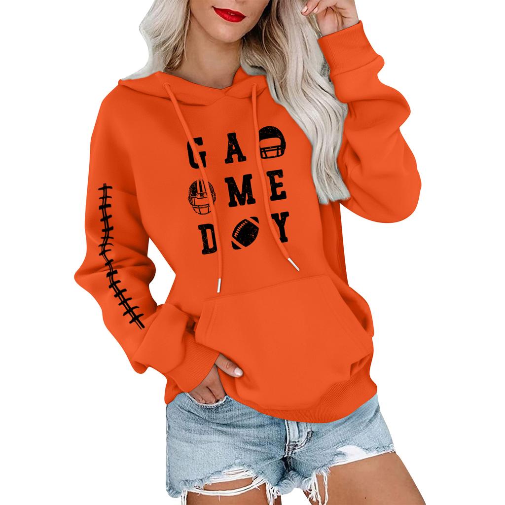 Women's Fashionable, Casual, Comfortable Round-neck, Hooded, Long-sleeved, Rugby-print Warm Sweater