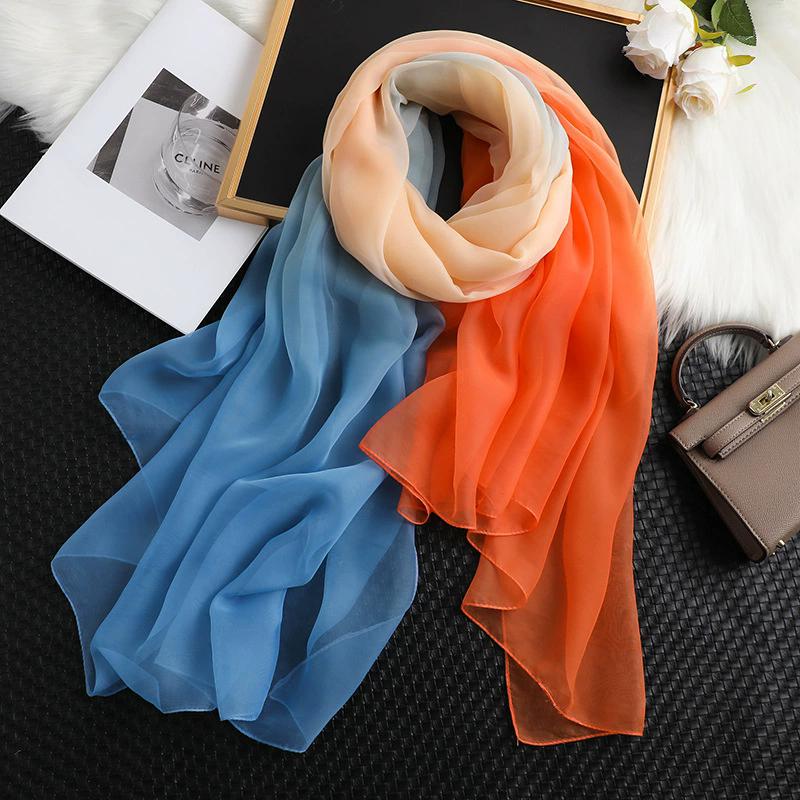 Silk Scarf Folral Women Summer Hijab Sunscreen Bandana Foulard Female Headbanda Warm Pashmina Scarves Echarpe Shawl Large Wrap