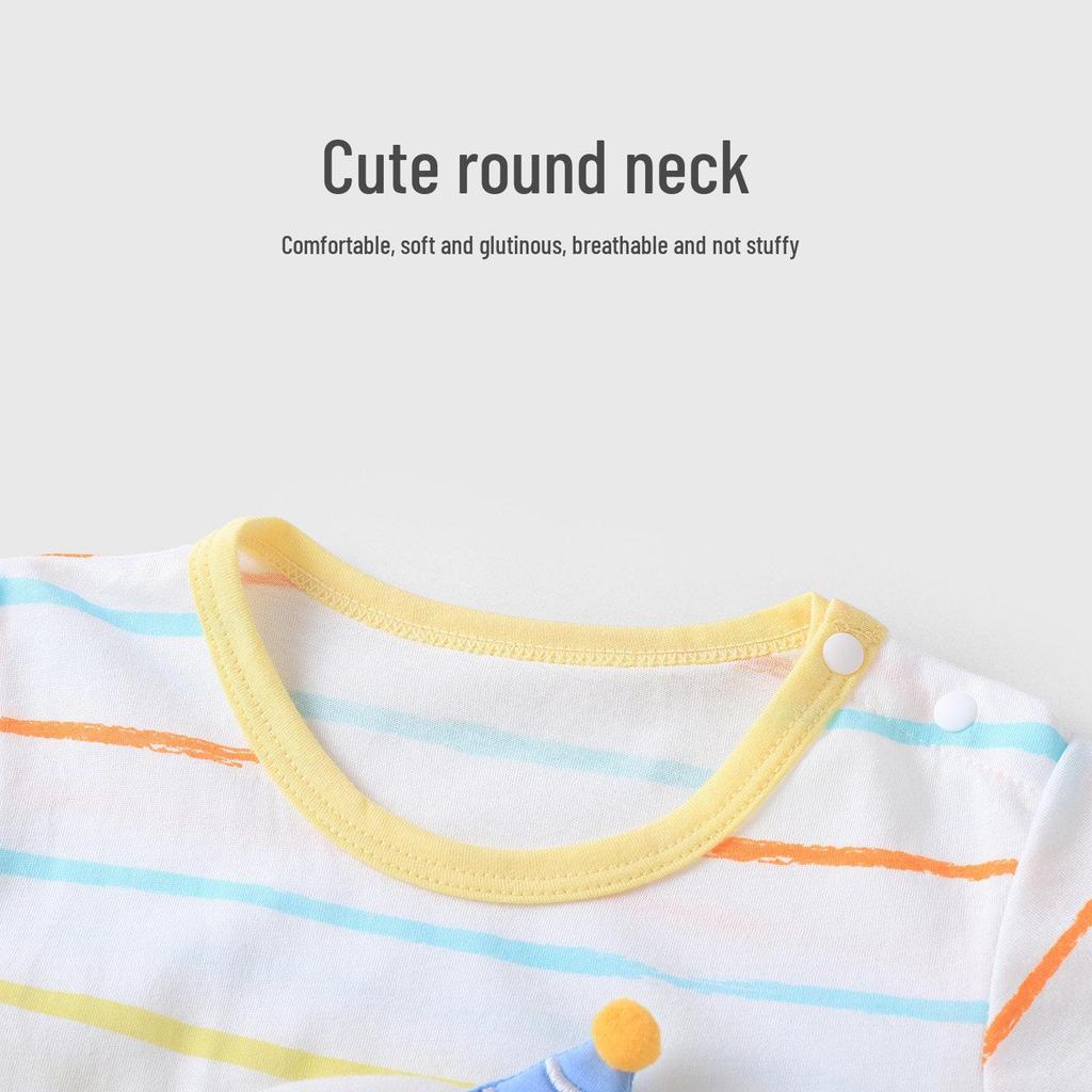 Youqi Summer Baby Clothes Set: Stylish Short-Sleeve Top & Shorts for Boys and Girls.