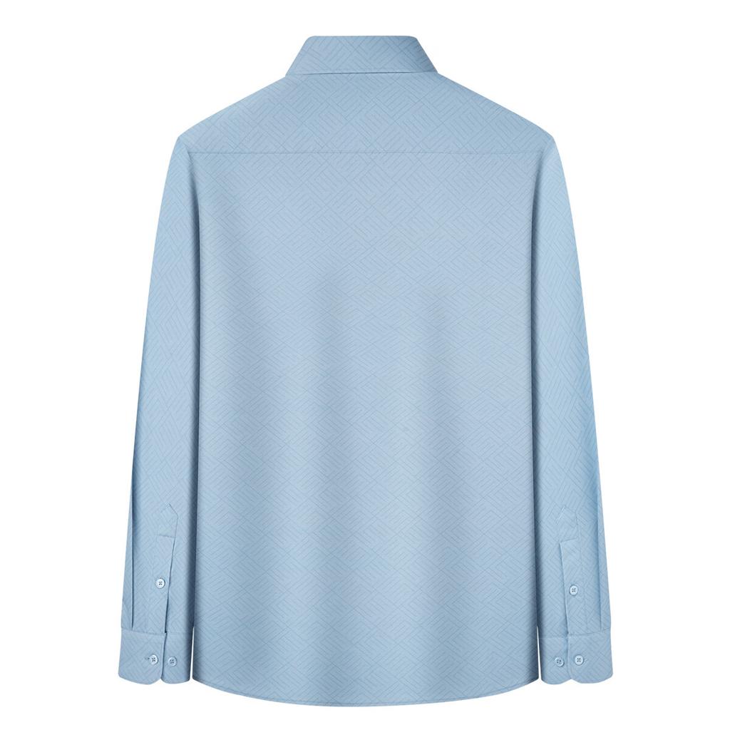 FIRS Men's Long Sleeve Silk Shirt with Acetic Acid, Lightweight, Soft, Smooth, Business Casual Men's Shirt