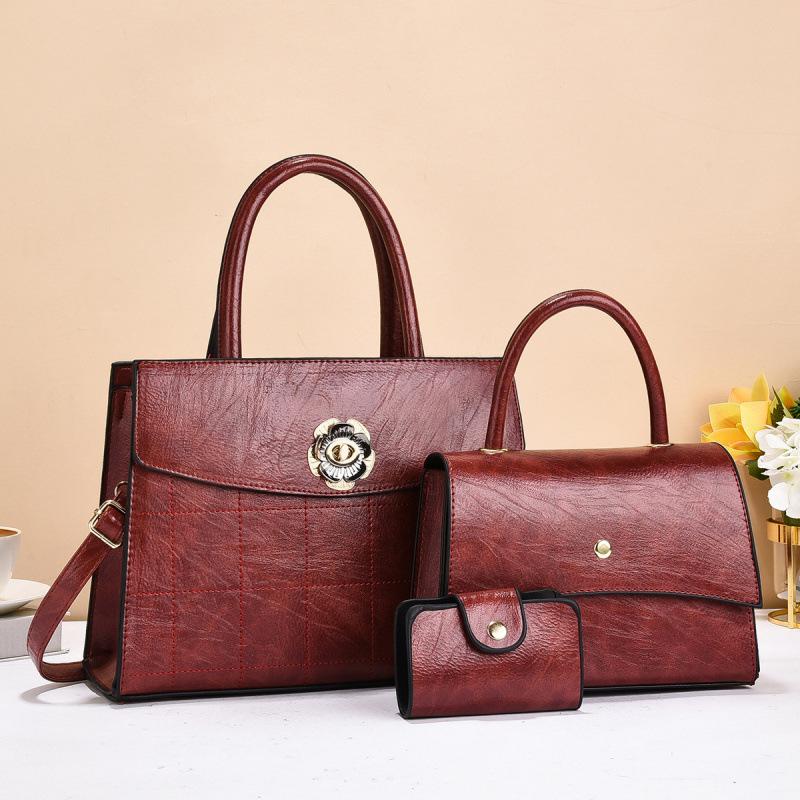 Textured Handbag Three-piece Mother and Child Bag New 2025 Women's Versatile Shoulder Messenger Bag