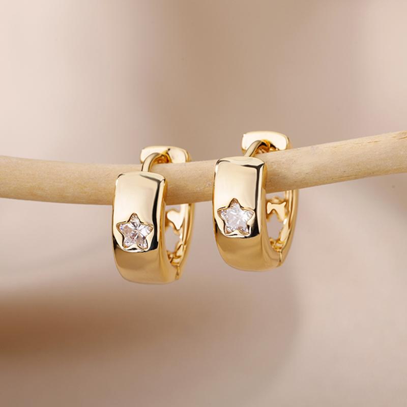 Boucles d'oreilles créoles esthétiques en acier inoxydable zircon pour femmes Boucles d'oreilles punk couleur cuivre Goth Piercing Boucles d'oreilles zircon pour femmes 2024