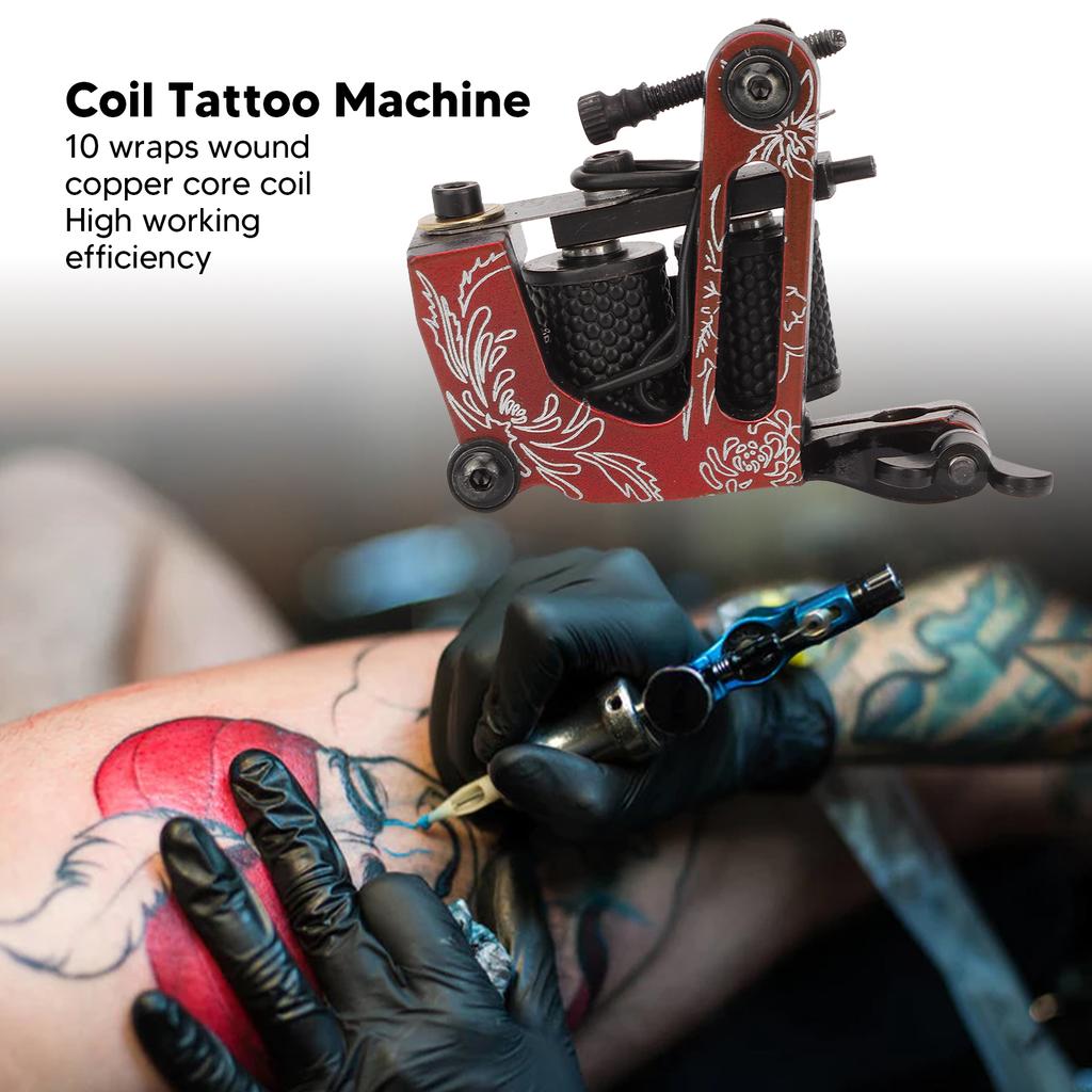 10 Wraps Coil Tattoo Machine Professional Alloy Tattoo Machine Novice Tattoo Artist 10 Wraps Coil Liner Shader Tattoo Machine