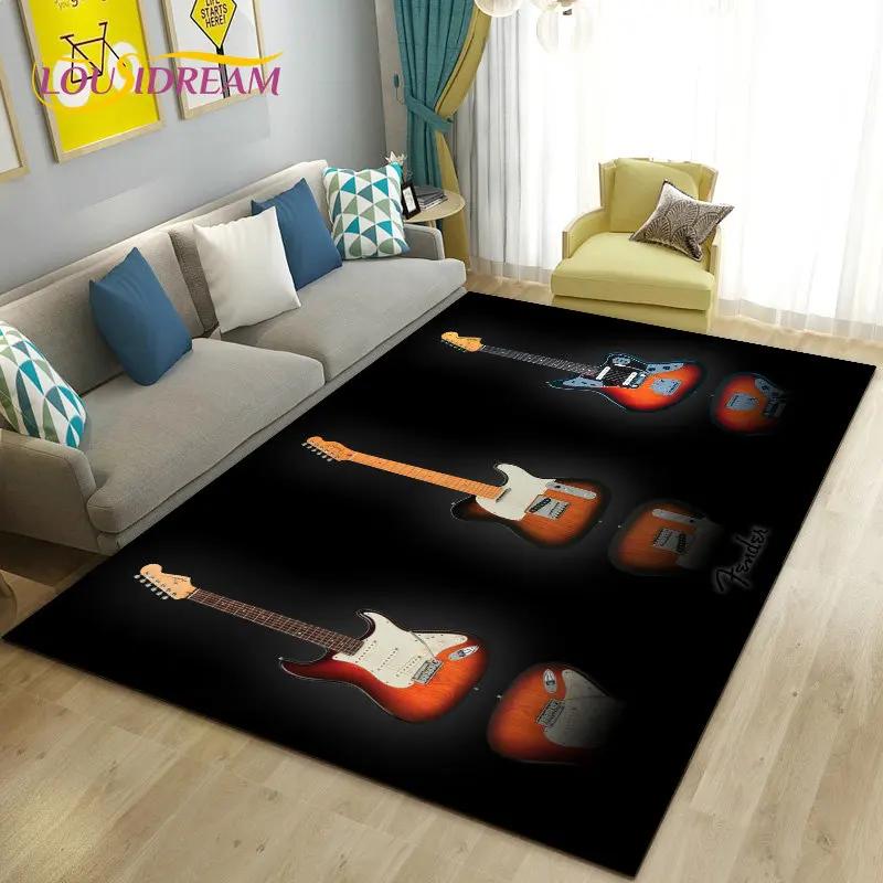 Classical Guitar Electric Guitar Area Rug Large,Carpet Rug for Living Room Bedroom Sofa Doormat Decoration, Non-slip Floor Mat