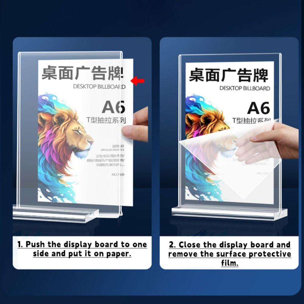 High Quality A4/A5/A6 Desk Display Stand Acrylic Transparent Price Label Display Rack Double Side Clear Ad Frame Hotel