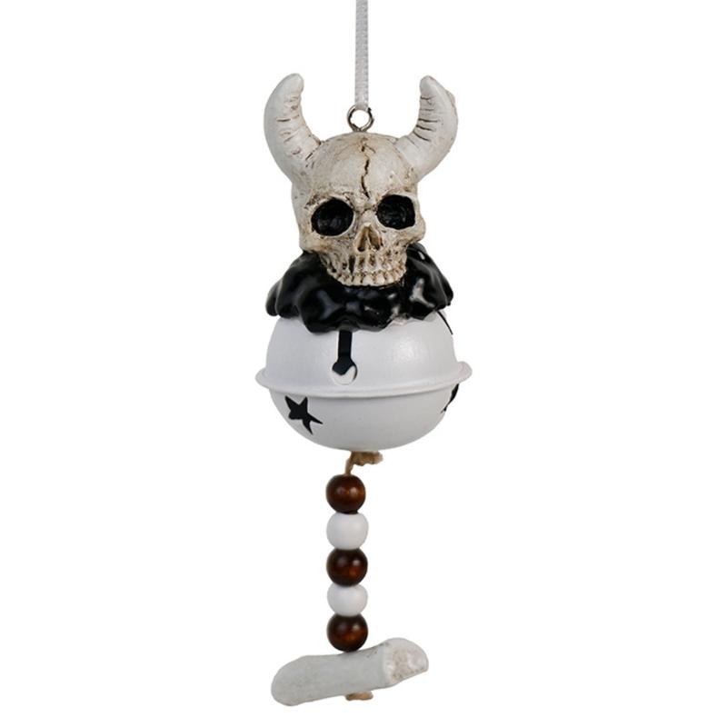 Gruselige Dämonen Windspiel Set mit 2 Stück Halloween Heimdekoration Wetterfest Harz Eisen Materialien Spukiges Thema Hängende Ornamente