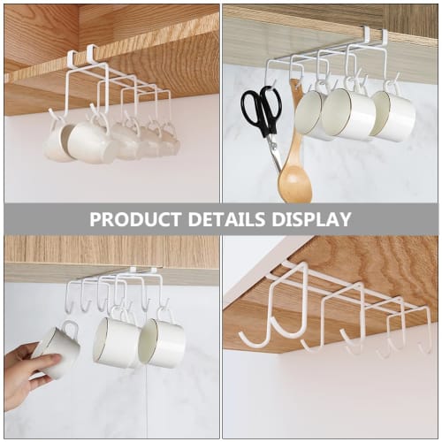 Gadpiparty 8-Piece Under-Cabinet Kitchen Hooks, Cup Hangers, Under-Cabinet Tool Hooks, Punch-Free, Mug Storage Rack, Display, Hanging Storage, Organiz