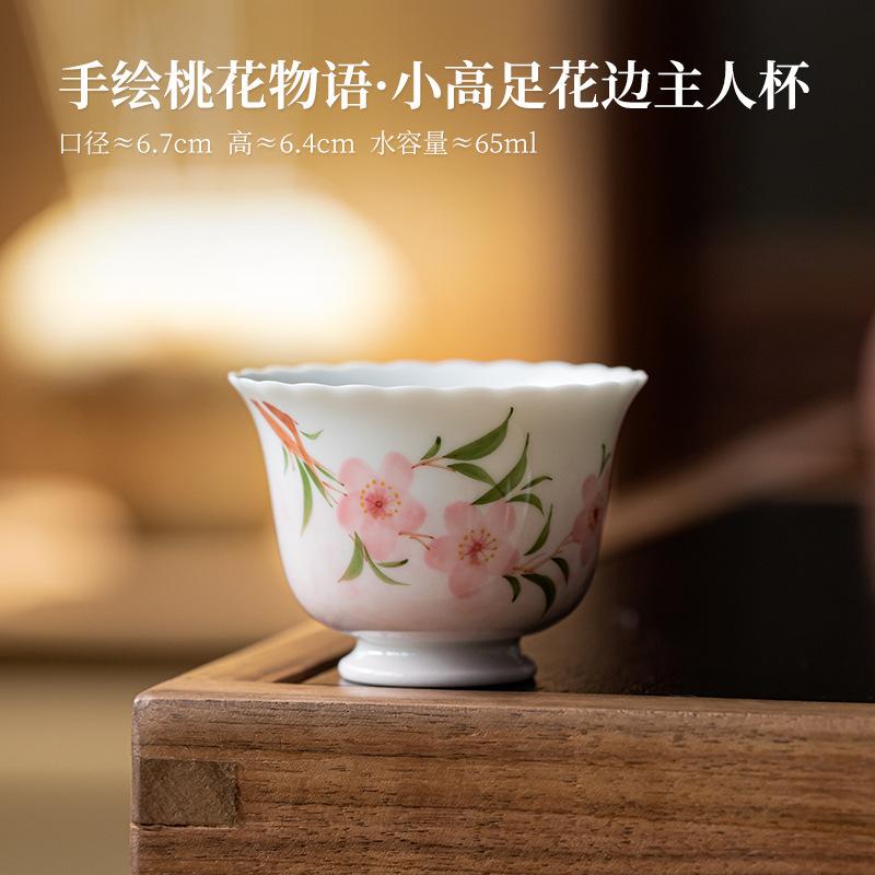 

2pc/lot Hand-painted Peach Blossom Teacup Japanese Tea Bowl Cup For Tea Tea-tasting Smelling Cup Jianzhan Master Cups Cafes 65ml