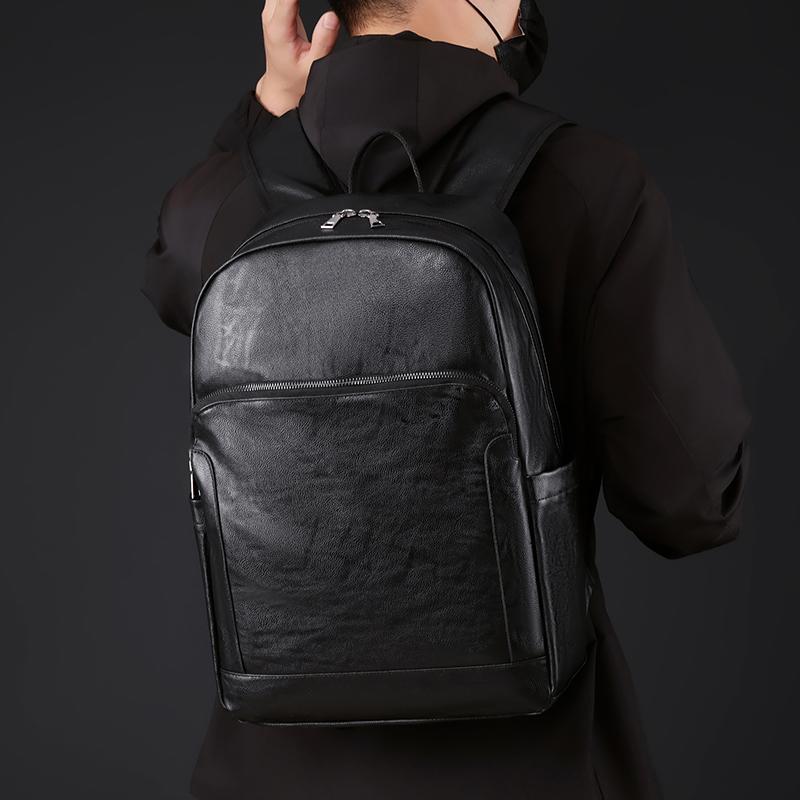 Herren PU Rucksack mit mehreren Fächern Business Große Kapazität Computerrucksack Multifunktionaler Reiserucksack