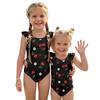 Girls One Piece Swimsuit Summer Kids Fruit Print Swimwear Toddler Children Casual Fashion Ruffle Sleeve Bathing Suit