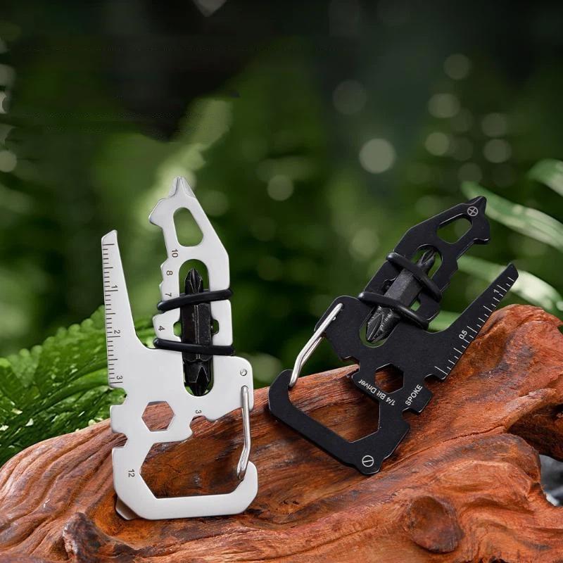 Carabiner Keychain Multi Tool Card Stainless Steel Versatile Bottle Opener for Outdoor Sports Survival Camping
