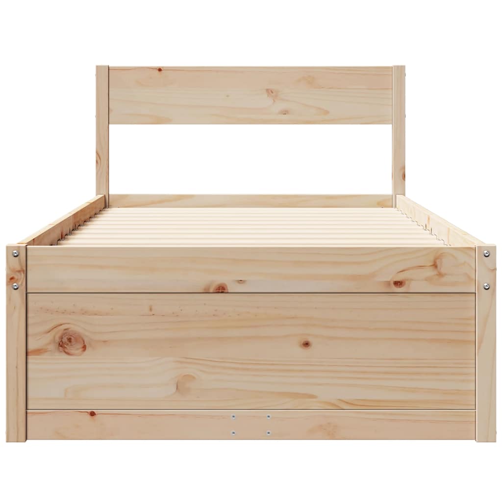 Vidaxl Estructura de Cama Sin Colchón, 75X190 Cm, Madera de Pino Maciza
