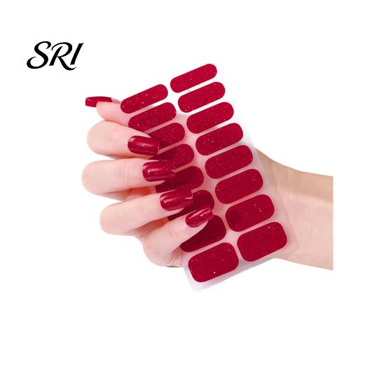 DIY Nail Strip Glitter Polish Strips with File Easy Apply Remove Self Adhesive Women Stickers Full Sticker Home Manicure Art Decoration Wrap Decals