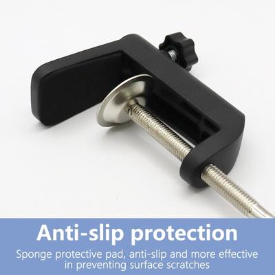 Pied de microphone de bureau Base en aluminium Pince robuste Support à pince pour montage sur table Pour des épaisseurs de bureau jusqu'à 55 mm