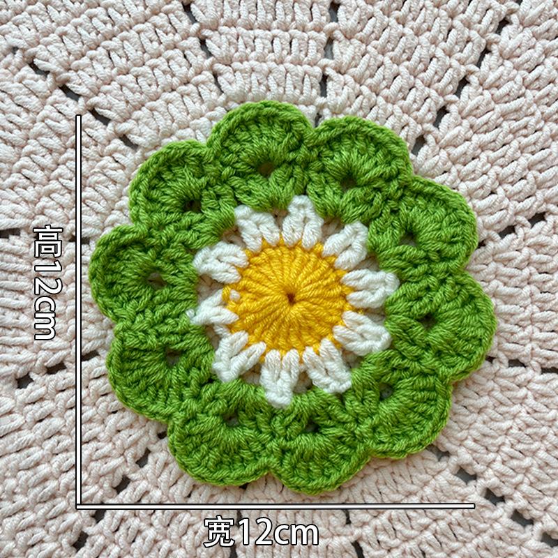 Finished product new cute wind ins small flower coaster placemat thermal insulation mat handmade wool crochet