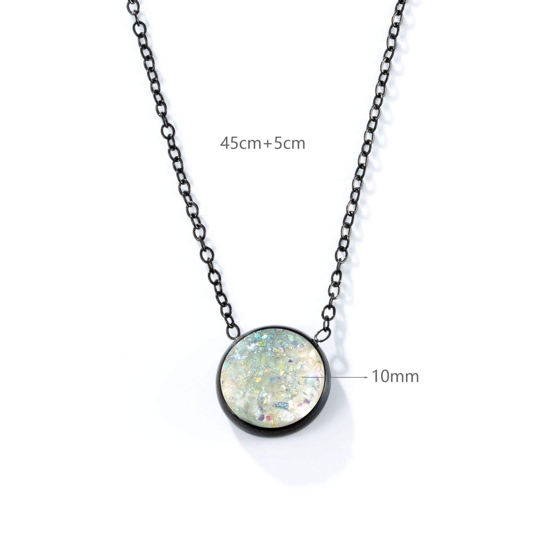 A Collarbone Chain Necklace 10mm Resin Bag with Black Gold Pendant Fashion Stainless Steel Trend Chain stainless steel 45cm+5cm necklace