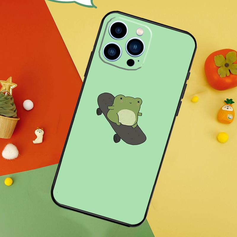 Frog Skateboard Cute Kawaii Phone Case For iPhone 17 Pro Max 16 15 14 13 12 11 Pro Max Plus 12 13 Mini 16e 17 Air Cover