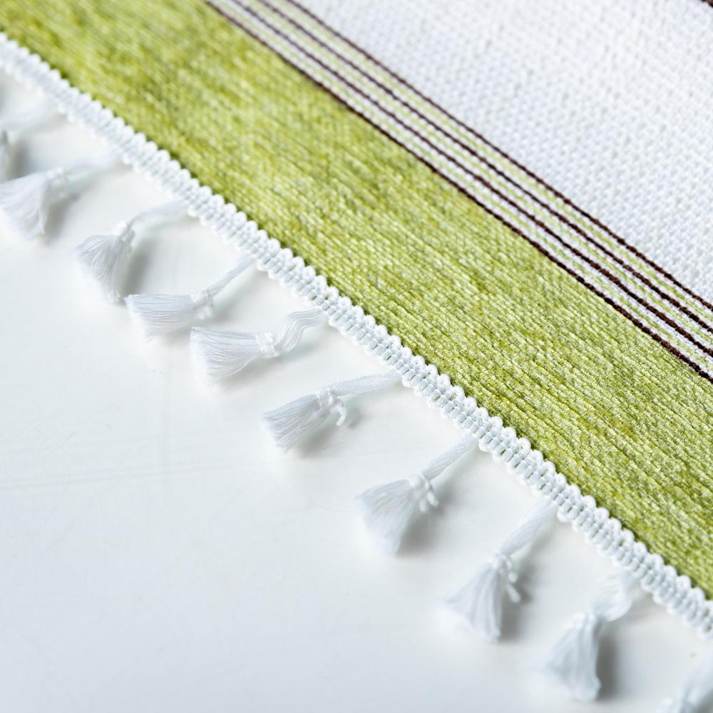 Striped Tassel Dustproof Tablecloth Kitchen Meal Cotton And Linen Lace Tablecloth Tablecloth Tablecloth Decorative Cloth