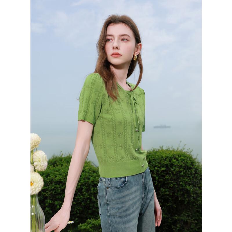 

Sancai 2025 Summer Bow-Knot Lyocell Knit Top S (155/80A)