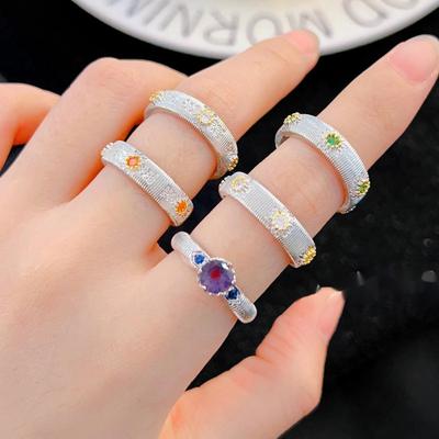 Tessitura Stile Corte Italiana Intaglio Disegno Filo d'Oro Anello Margherita Adatto per Donne Uso Quotidiano Festa Gioielli di Moda
