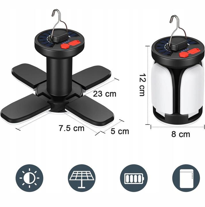 Solarna Lampa Kempingowa Led, Bateria 4500 Mah, 1000 Lm, Pieszych Wycieczek