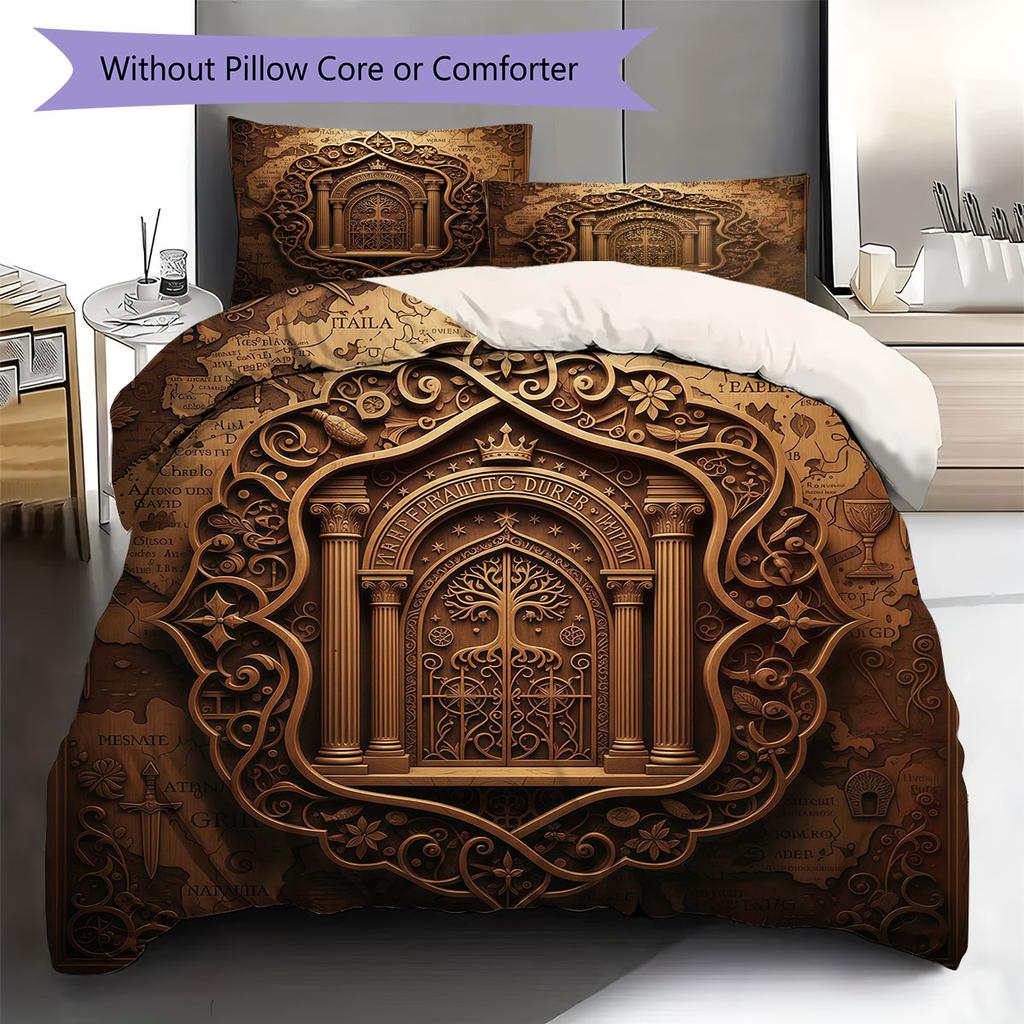 World Tree Gate Pattern Bedding Quilt Set Quilt Cover Pillowcase Home Decoration Birthday Gift (1 * Duvet Cover + 2 * Pillowcase, Without Core)