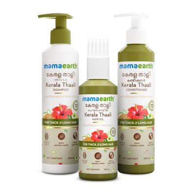 Kerala Thaali Hair Care Kit With 12 Herbs – 150ml Oil + 250ml Shampoo + 250ml Conditioner For Long Strong Thick Hair
