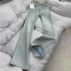 2025 Women's Light Blue High Waist Micro Flare Denim Pants - Slimming & Versatile Retro Trend.