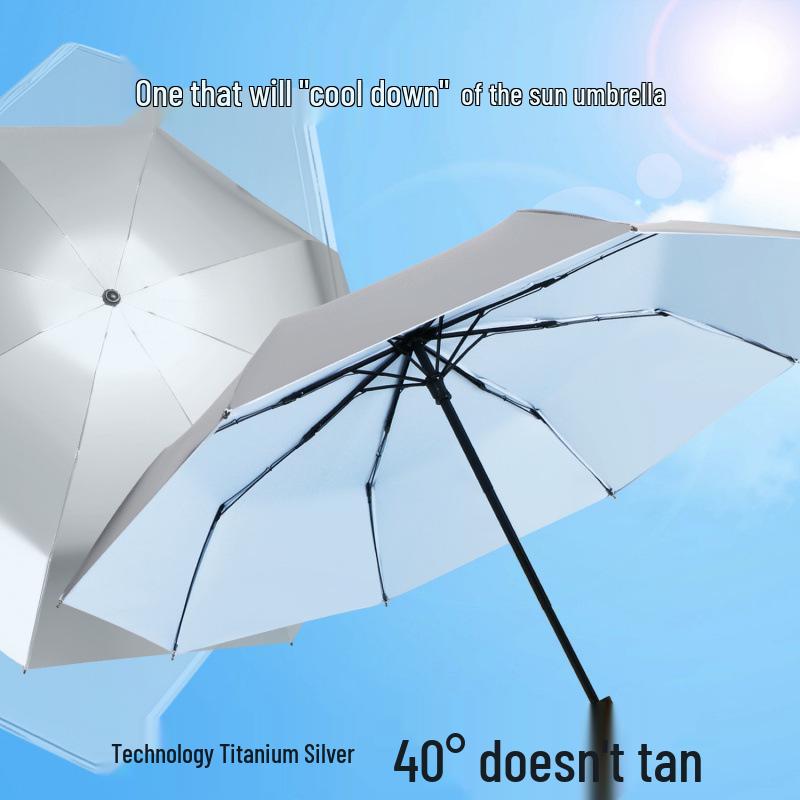 Peptide Silver Titanium Sunscreen Dual-Use Umbrella: Reflective, Sun & Rain Protection, VIP Princess Five-Fold Design.