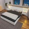 Sistema de cama de casal com 2 mesas de cabeceira com LED e tomada USB C, Cama 180 x 200 cm, Completo--205x284x90.5 cm(P/L/A) Disponível em Carvalho Sonoma/Branco(Sem Colchão)