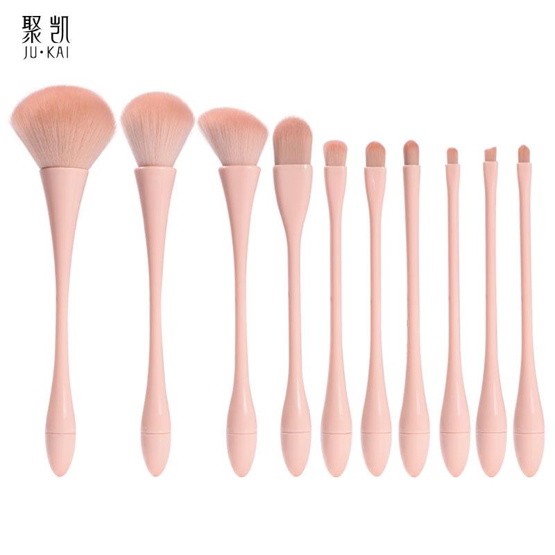 

Набор кистей для макияжа для начинающих с маленькой талией - 10 кистей, не линяют, не впитывают косметику, инструменты для красоты.