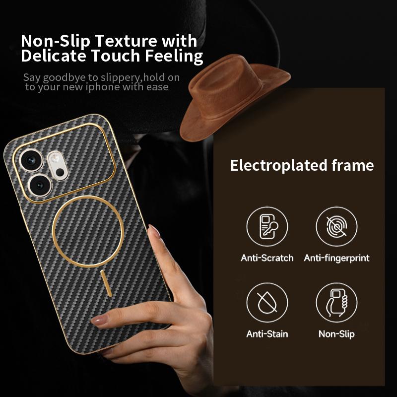 For Honor 600 600 Pro Electroplated Carbon Fiber Magnetic Fingerprint-resistant Shockproof Phone Case