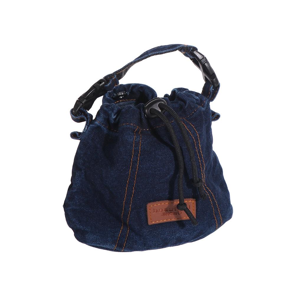 Tragbare Vintage Kordelzug Umhängetasche Große Kapazität Lässige Denim Canvas Tasche Einfarbige Handtasche Jeans Umhängetasche Damen