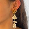 Personality light luxury niche design sense ocean wind imitation broken shell alloy coral long imitation pearl earrings women