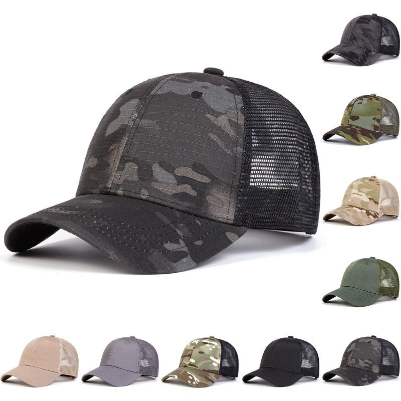 1Pc Unisex Camouflage Mesh Baseball Caps Net Caps Spring And Summer Adjustable Casual Hats Sunscreen Hat For Outdoor Activities