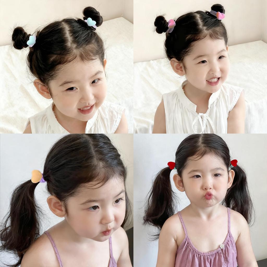 Fesanla Kids' Small Star-Shaped Hair Ties, Set of 10, Fluffy Hair Accessories, Cute Hair Accessories for Shichi-Go-San, Kindergarten Entrance