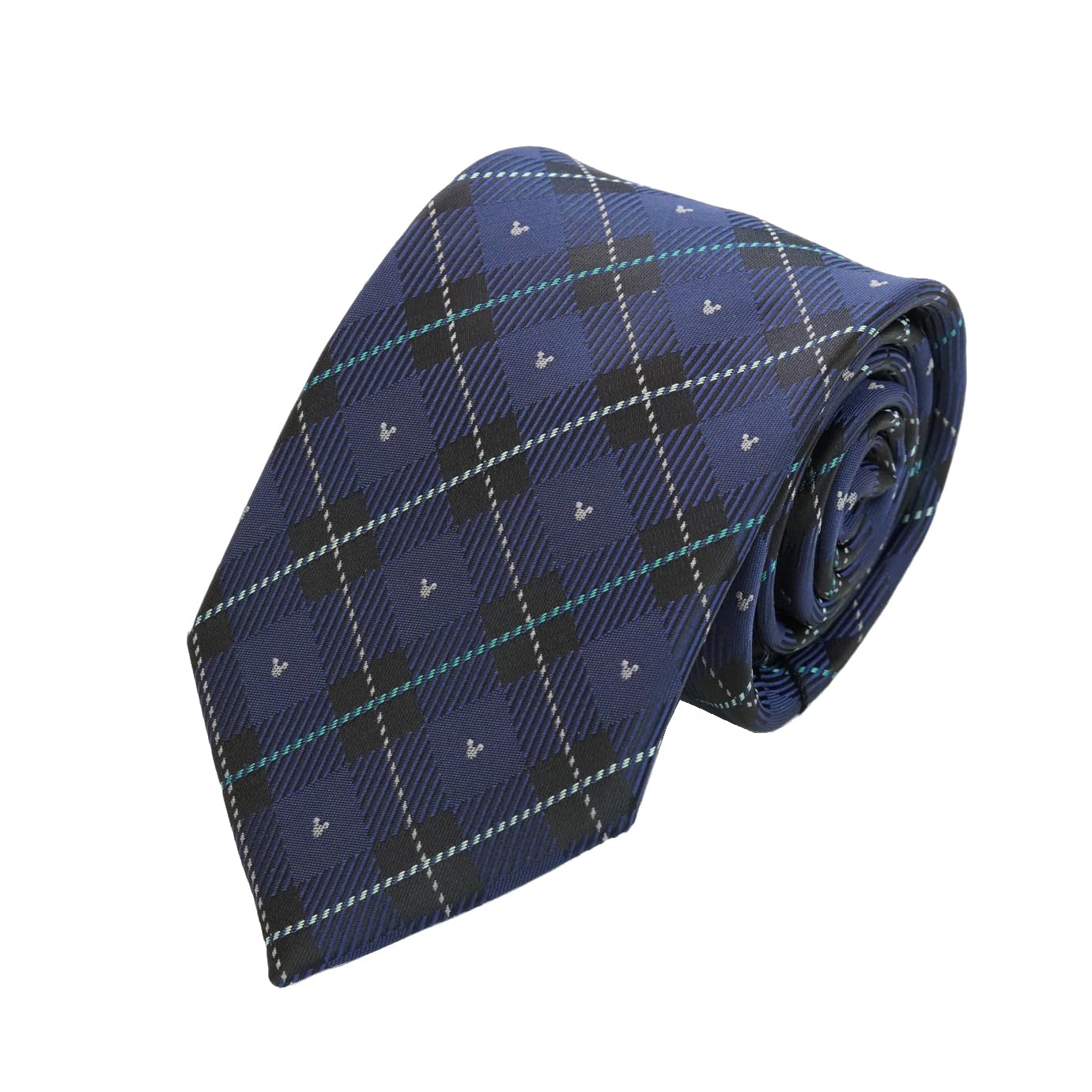 

[Disney] Mitsumaru Silhouette Check Pattern Tie D50036 Navy x Green Free Size Business Casual Gift