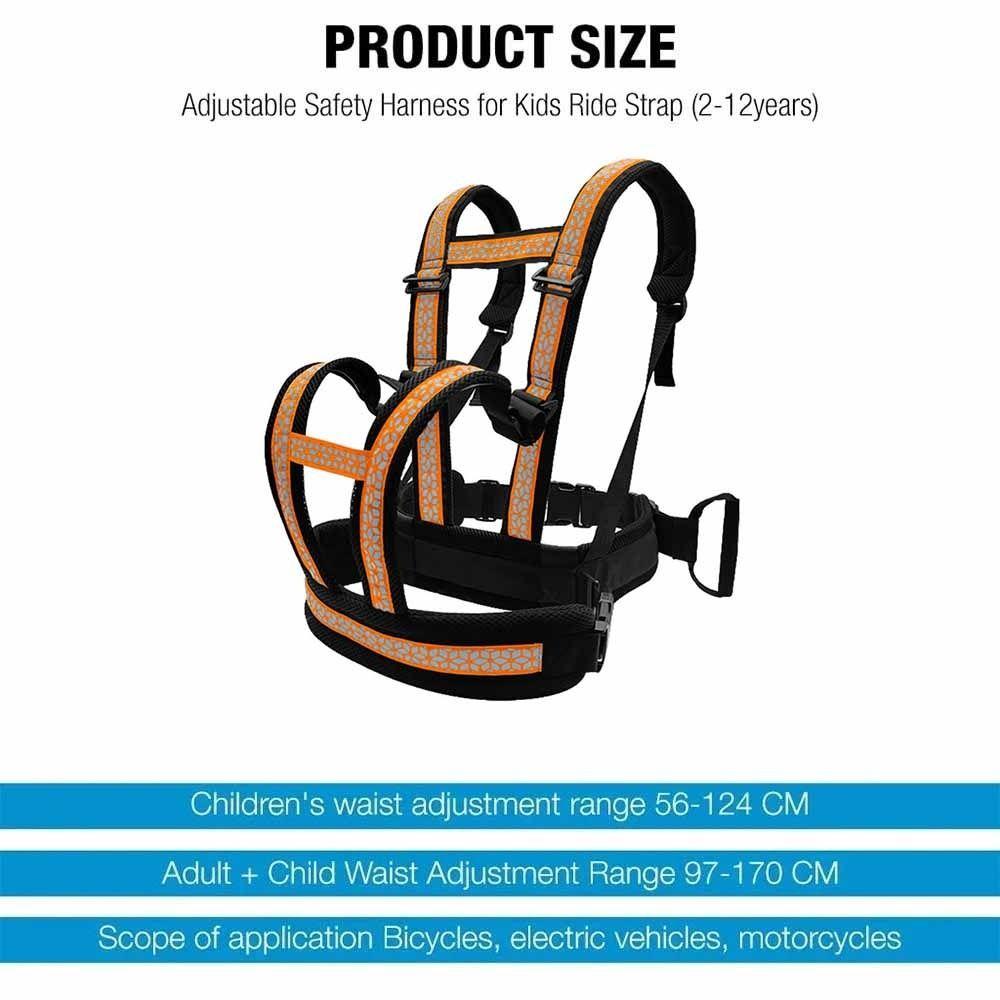 Breathable Children's Motorcycle Seat Belt Two Handles Reflective Strap Kids Safety Seat Harness Adjustable Strap Non-Slip