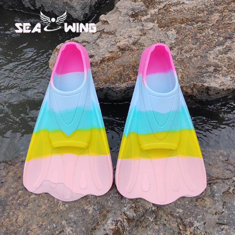 Silicone Swimming Fins Kids Adults - Short Blade Training Freestyle Butterfly Frog Kick