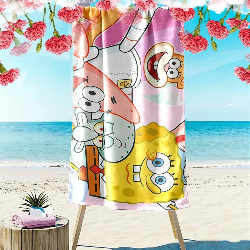 SpongeBob SquarePants4 Print Beach Towel, Large Soft Quick Dry Towel for Beach Camping Swimming
