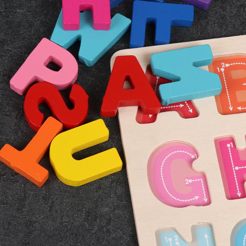 Wooden Kids' Digital Letter & Shape Matching Puzzle Board