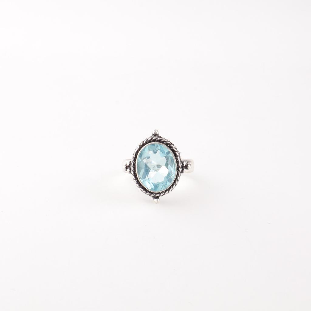 Sky Blue Topaz Gemstone 925 Sterling Silver Jewelry Handmade Ring Gift For Her RR-9-10